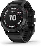 Garmin fēnix 6 Pro, el reloj GPS multideporte definitivo, funciones de mapeo, música, monitorización del ritmo con ajuste de grado y sensores Pulse Ox, negro con banda negra